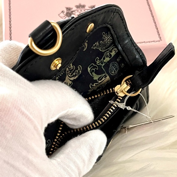 NWT Black Leather Wallet Gold Crown RARE Y2K - Picture 8 of 8